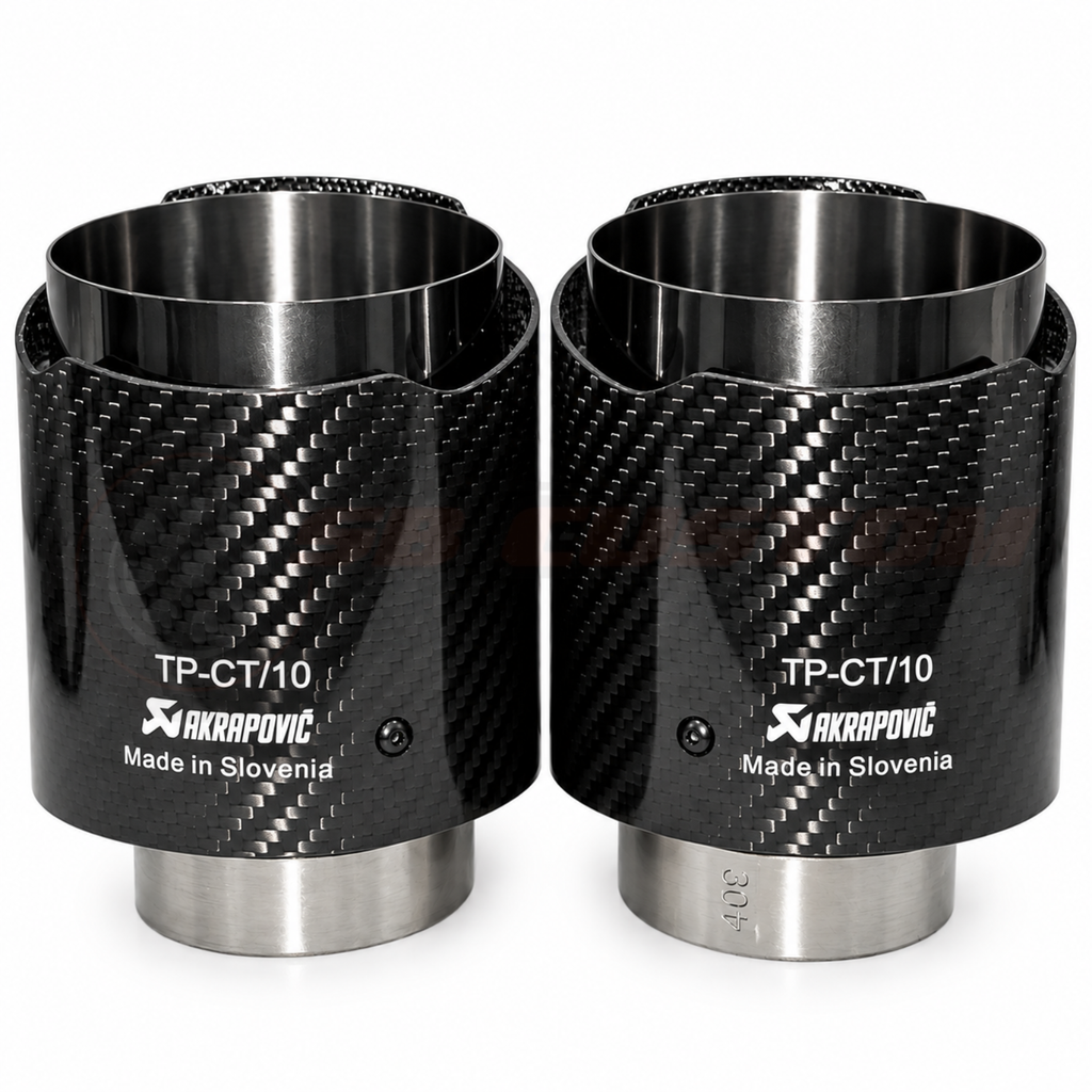 BMW Akrapovič Carbon Fibre Exhaust Tips, detail view