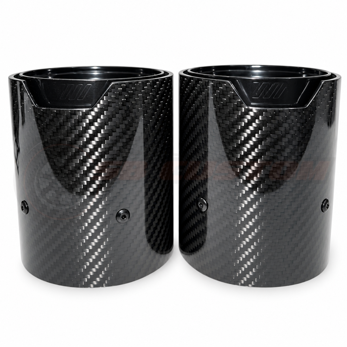 BMW Black Carbon Fibre Exhaust Tips V2, front view
