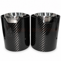 BMW Carbon Fibre Exhaust Tips – Chrome Trim, front view