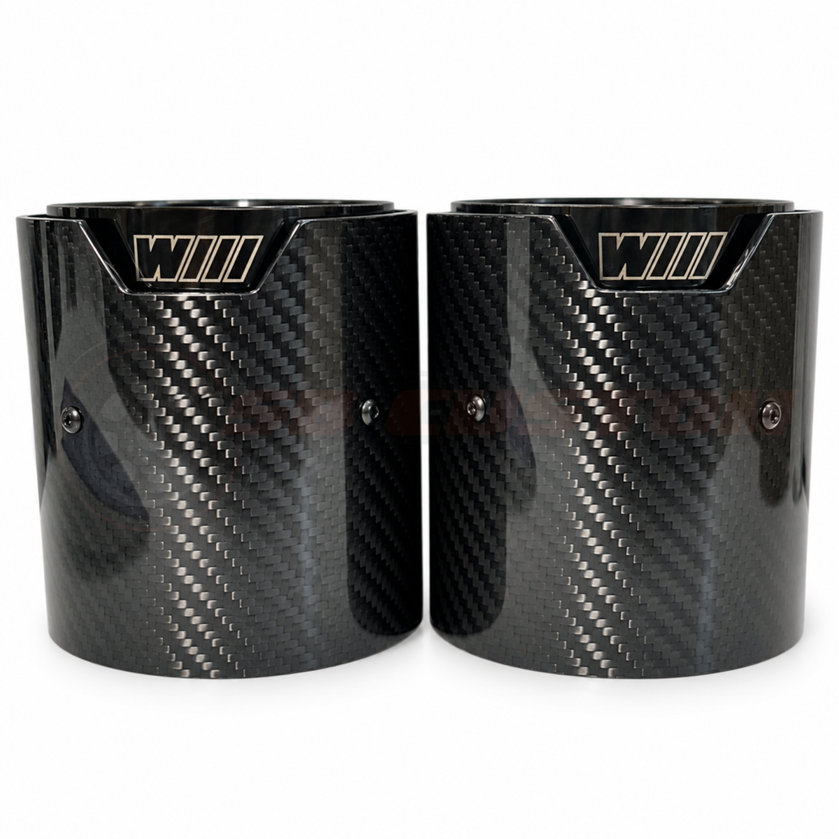 BMW Black Carbon Fibre Exhaust Tips, front view